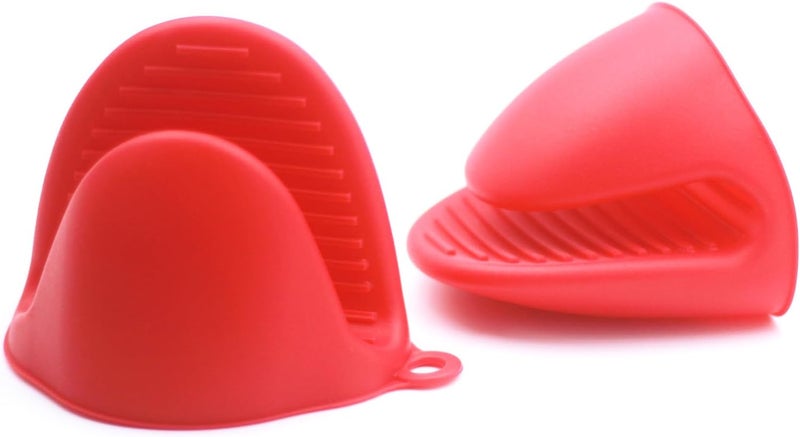 TacoMynxify Mini Silicone Oven Mitts Set – Heat Resistant, Non-Slip, BPA-Free Gloves for Baking, Cooking, Microwave Use – Foldable Pot Holders for Kitchen & Grill, Dishwasher Safe(1, Red) - Image 1